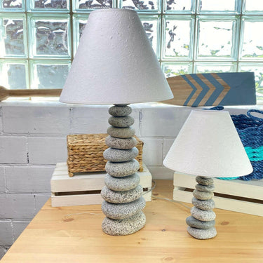 Stacked Stone Lamp, Handcrafted from Beach & River Rocks Lamps New England Trading Co